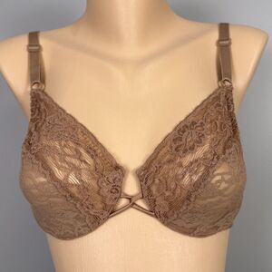 Vintage Fruit of the Loom Bra 36C Helenca Lace Sheer Brown Unlined 4425